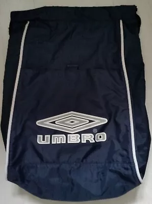 Vintage Umbro Sports Navy Boot Bag Drawstring Backpack Vinyl Nylon • £10