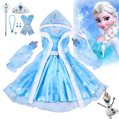 Kids Girls Fancy Dress Up Princess Frozen Queen Elsa Cosplay Party Costume Gifts • £15.49