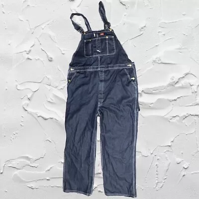 Dickies Jean Denim Overalls Mens 46x30 Blue Carpenter Bibs Dark Wash Work Farm • $9.60