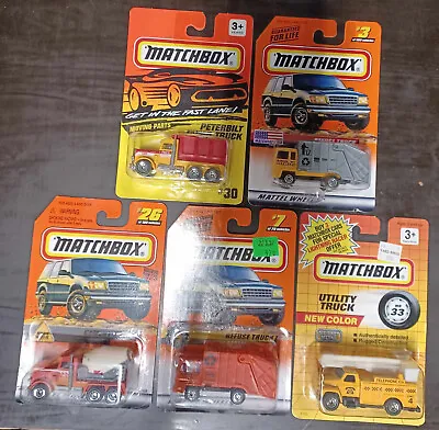 Matchbox Lot Of 5 Heavy Rigs- Cement Utility Peterbilt And 2 Refuse Trucks • $17.99