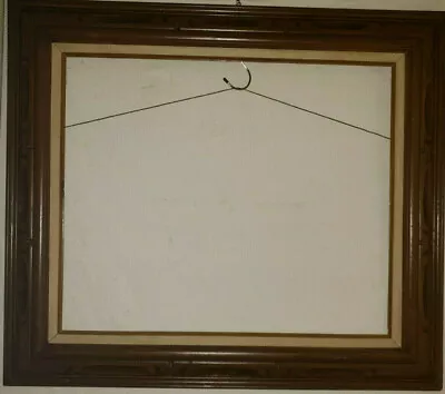 Vintage Solid Wood Hand Carved  Matted Frame Interior Size 23.5 X 19.5 Inches • $69