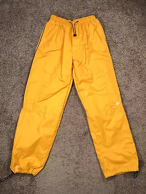 Vintage Starter Pants Mens Medium Yellow Windbreaker Double Knee Lined Y2K Dance • $29.77