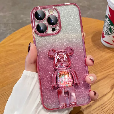 $12.99 • Buy For IPhone 14 Pro Max 13 12 11 XS Max XR Glitter Bling Cool Bear Shockproof Case