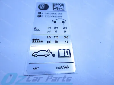 Genuine Decal Tyre Placard For HOLDEN COMMODORE VF CALAIS V6 V8 R20  • $59