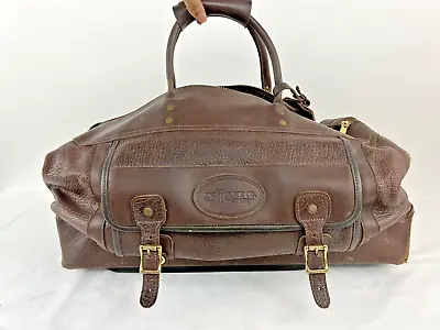 J.W. Hulme Large Leather Overnight Duffle Bag And Rolling Suitcase Convertible • $400