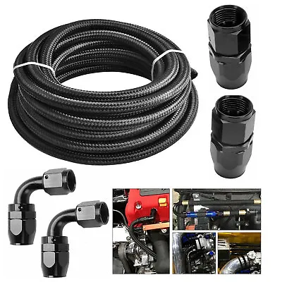 10 Feet 6AN/8AN/10AN/ 4 Fitting Stainless Steel Braided Oil Fuel Hose Line Kit • $23.99