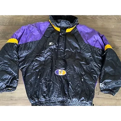 Starter Pro Line Minnesota Vikings Full Zip Puffer Jacket Men's Large L Vintage • $59.99