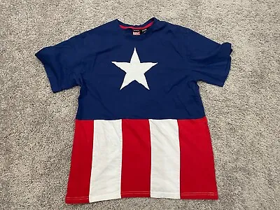 Marvel Captain America T-Shirt Medium Mad Engine Superhero RED WHITE BLUE USA • $15.24