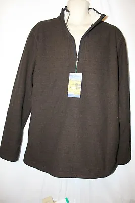 Mens Orvis 1/4 Zip Pullover XL Large Tall Nwt Brown Sherpa Lined • $51.30