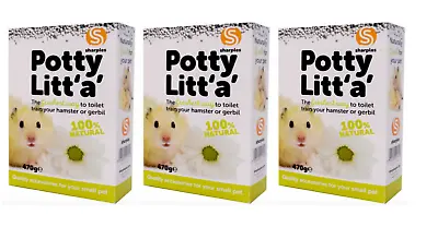 (470g X 3) HAMSTER POTTY LITTER For Hamsters Gerbil Etc 100% Natural Odour Free • £10.38