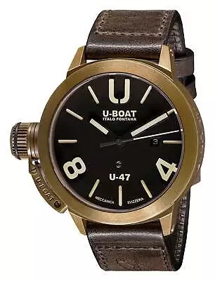 U-Boat Classico U-47 Automatic Bronze Black Dial Leather Date Mens Watch 7797 • $1429