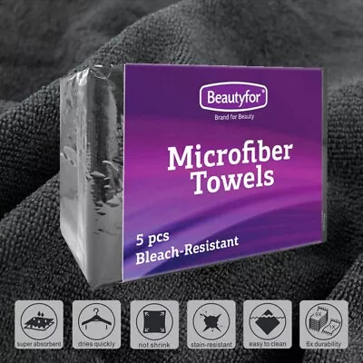 Pack Of 5 Hairdressing Microfiber Salon Towels 70x40 Dry Hair Towel Hair Salon • £15.99