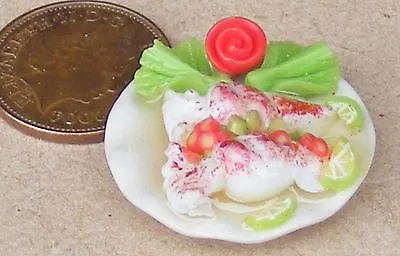 1:12 Scale Cooked Squid On 2.5cm Ceramic Plate Tumdee Dolls House Fish T • $5.28