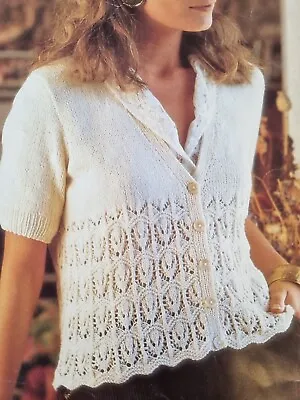 Knitting Pattern Lady's DK Cotton Summer Cardigan Short Sleeve  30- 40  (735) • £1.95