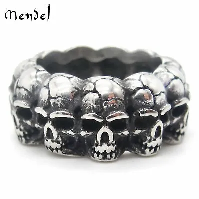 MENDEL Mens Stainless Steel Gothic Skull Engagement Wedding Band Ring Size 7-15 • $12.99