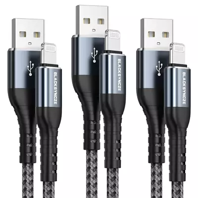 IPhone Charger Cable 3Pack Fast Charge [MFi Certified] 1M Lightning Cable Nylon • £8.79