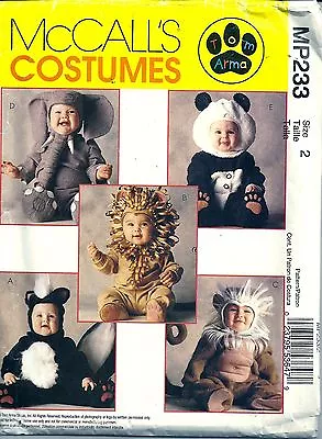 McCall's Sewing Pattern MP233 Elephant Lion  Panda Skunk Monkey Costume SZ 2  • $17.95