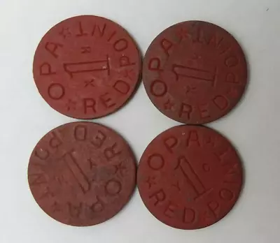 Vintage WWII OPA Red Point War Food Ration Tokens Lot Of 4 • $11.95