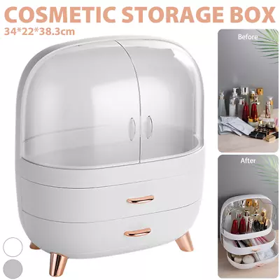 XLarge Make-Up Organiser Cosmetic Vanity Case Box Skincare Storage 2 Drawers UK • £16.99