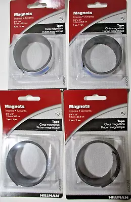 Lot Of 4 Hillman Magnetic Adhesive Tape Strip Rolls 3/4  X 12  542018 (LOC:N6) • $8.99