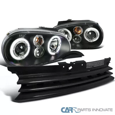 Fits 99-06 VW Golf GTI R32 Mk4 Black LED Halo Projector Headlights+Hood Grille • $158.56