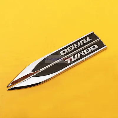 $9.88 • Buy 2PCS Black Turbo Metal Emblem Chrome Badge Side Trunk Sticker For VW BMW Audi