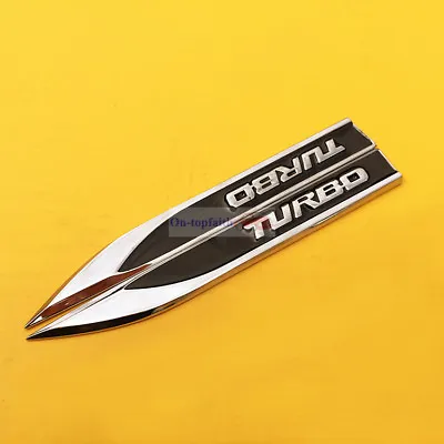 2PCS Black Turbo Metal Emblem Chrome Badge Side Trunk Sticker For VW Golf GTI CC • $9.88