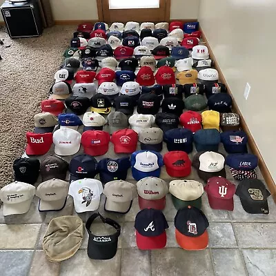 Vintage Trucker Hat Cap Lot Of 100 Mesh SnapBack Strapback Corduroy Racing MLB • $329.97