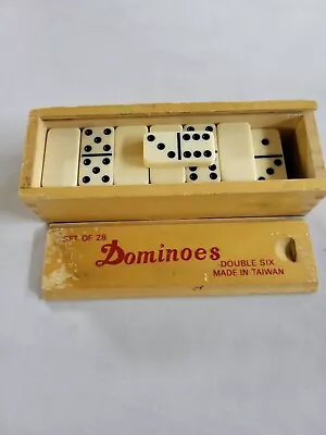$29.90 • Buy Nice Vintage Set 28 Bakelite Green & Cream Dominoes W/ Orig Hand Carved Box