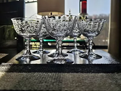 Vtg 1950s Beautiful Fostoria Navarre Champagne Glasses Set Of 6 They Are Perfect • $135