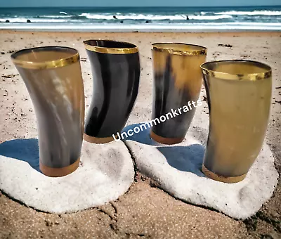 Set Of 4 Handmade Odin's Unique Viking Drinking Horn Cups Mugs Christmas Gift • $84.99