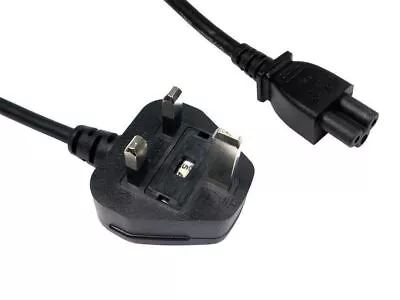 £4.99 • Buy 5m Clover Leaf Mains UK 3 Pin C5 Cloverleaf Power Lead TV Cable Laptop Charger