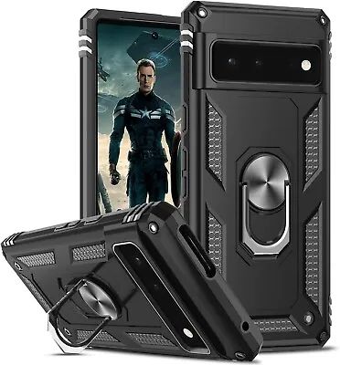 Google Pixel 7 Case Military Grade Built In Ring Holder Heavy Duty  TPU Black • $19.95