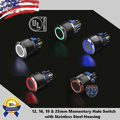 LED Momentary Stainless Steel Push Button Panel Mount Power Switch LOT • $79.99