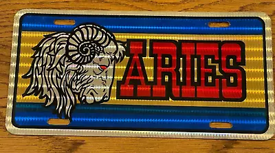 Vintage Aries  Metal Prismatic License Plate Car Tag Zodiac Astrological Booster • $16.95