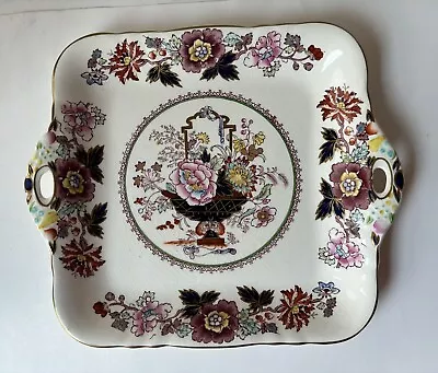 Antique Mason's Patent Ironstone England 10.5  Cake Plate BROCADE Gold Trim • $24.99