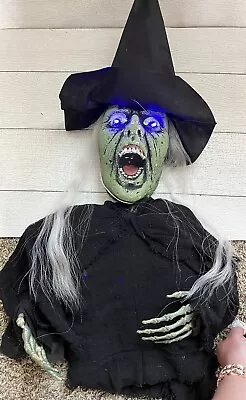 Foam Green Face Witch Halloween Led Color Changing Creepy Eyes Skeleton Hands • $34.99