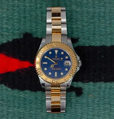 Rolex Yacht-Master Two-Tone Yellow Gold Stainless Blue 35mm Watch 168623 • $7495