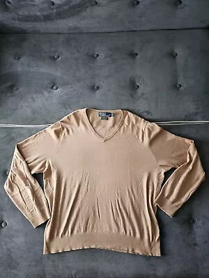 Vintage 90s Polo Ralph Lauren Silk Cashmere Sweater XL Tan • $35