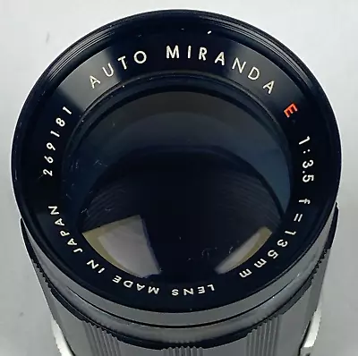 Auto Miranda Red E 1:3.5 F = 135 Camera Lens With Caps 269181 Japan • $39.95