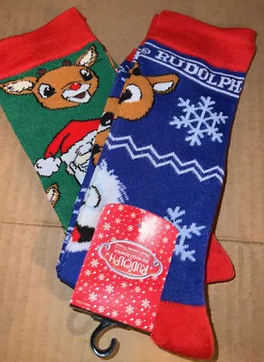 RUDOLPH CHRISTMAS MENS Crew Socks 2 Pack NEW • $7.48