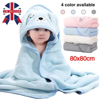 Toddler Baby Hooded Cartoon Towels Newborn Kids Bathrobe Soft Bath/Beach Towel • £6.29