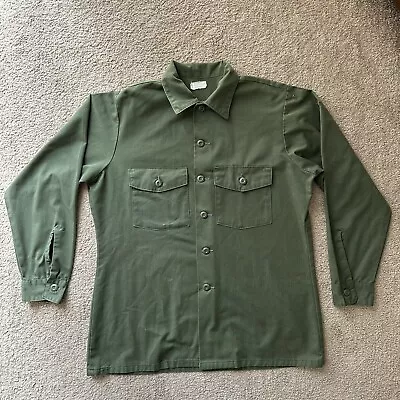 Vintage US Military Shirt Mens 16 1/2x34 Army Green Vietnam War Utility 1 Pocket • $26.95