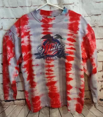 Vintage Miller Genuine Draft Mens XL Eagle Beer Bar Tie Dye Logo 90s T Shirt USA • $19.99