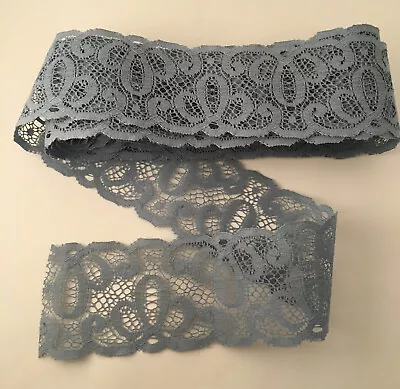 Vintage Unused Sewing Trim Craft Quilting 3.5 Inch Wide Blue Lace 9.5 Yard Lot • $14