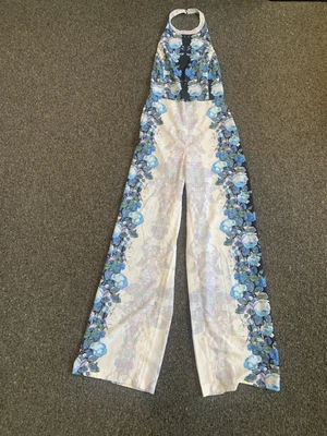 $25 • Buy Bec And Bridge White Floral Halter Jumpsuit Size 8