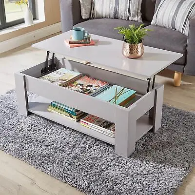 Orlando Lift Up Coffee Table With Storage Shelf Living Room • £47.99