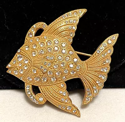 Miriam Haskell Brooch Rare Vintage Gilt R/S Angel Fish 2  Pin Signed A56 • £94.51