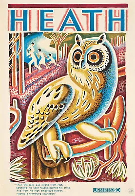 Vintage Railway Poster Heath Owl London Underground Travel Advert PRINT A3 A4 • £5.99