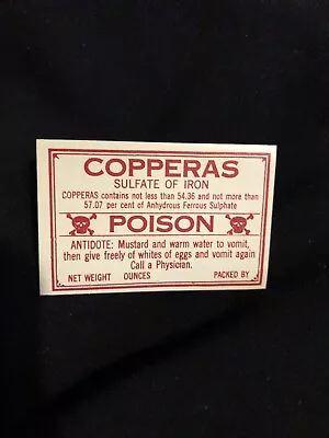 Medicine Bottle Label Original Vintage Poison Quack Pharmacy Copperas • $1.99